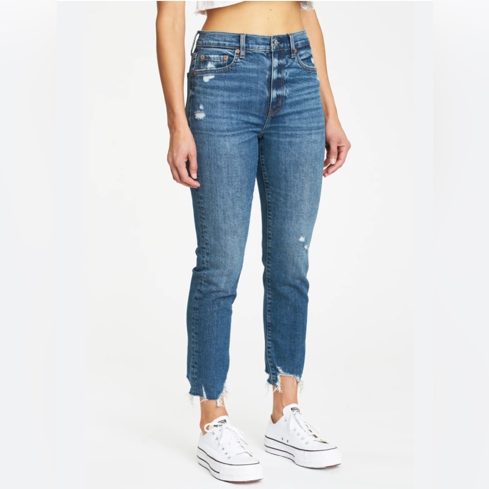 Loft High Waist Skinny Ankle Distressed Jeans